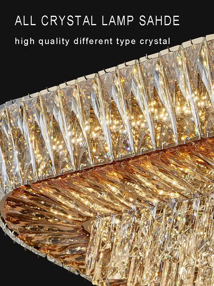 Luxe amber crystal ceiling chandelier for dining room
