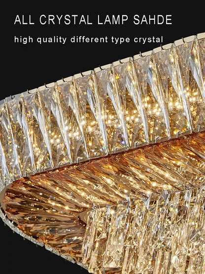 Luxe amber crystal ceiling chandelier for dining room