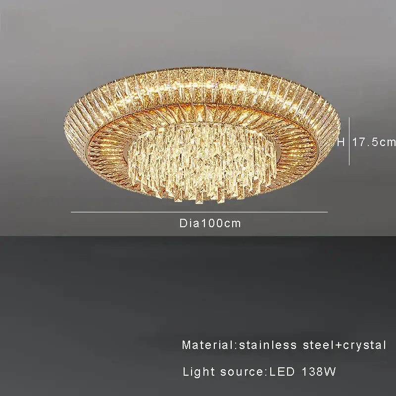 Luxe amber crystal ceiling chandelier for dining room