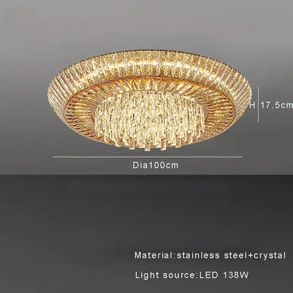 Luxe amber crystal ceiling chandelier for dining room