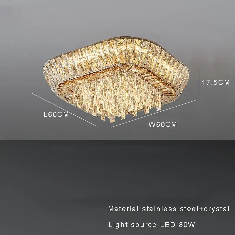 Luxe amber crystal ceiling chandelier for dining room