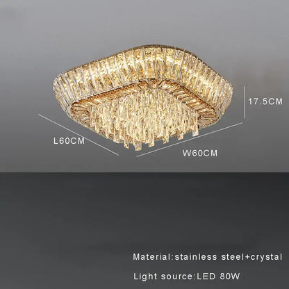 Luxe amber crystal ceiling chandelier for dining room