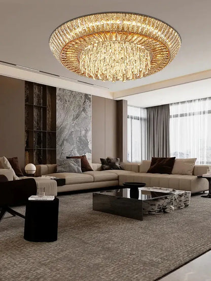 Luxe amber crystal ceiling chandelier for dining room
