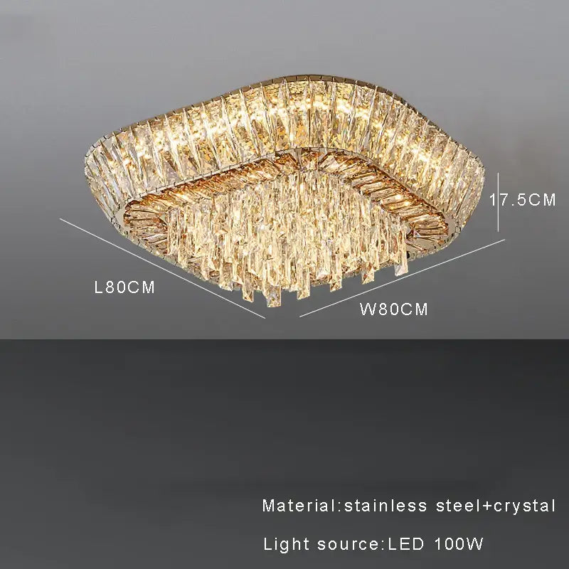 Luxe amber crystal ceiling chandelier for dining room