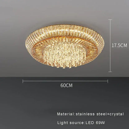 Luxe amber crystal ceiling chandelier for dining room