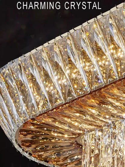 Luxe amber crystal ceiling chandelier for dining room
