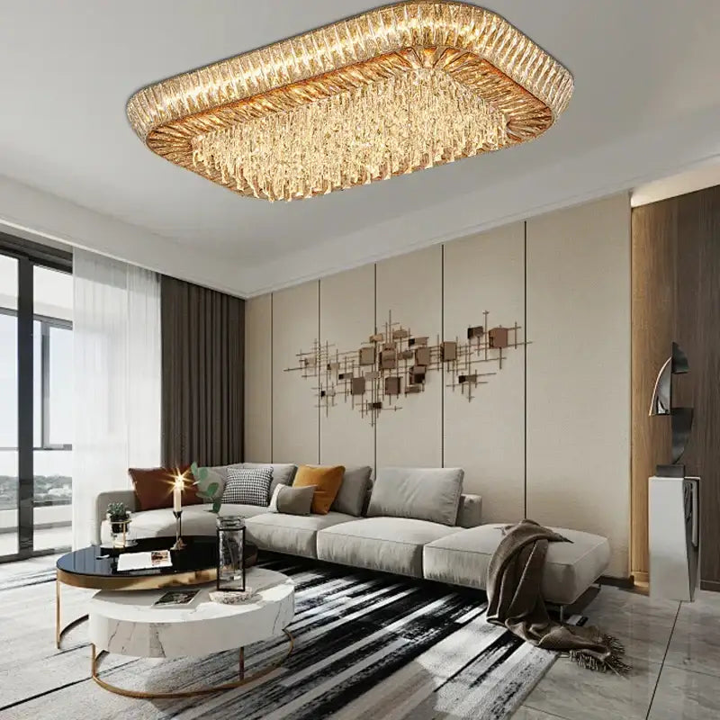 Luxe amber crystal ceiling chandelier for dining room