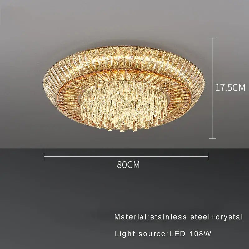 Luxe amber crystal ceiling chandelier for dining room