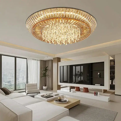Luxe amber crystal ceiling chandelier for dining room