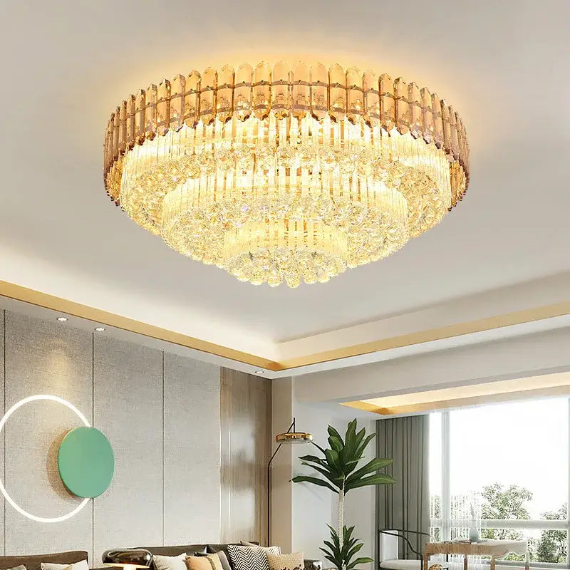 Modern luxury amber crystal ceiling lights for living room