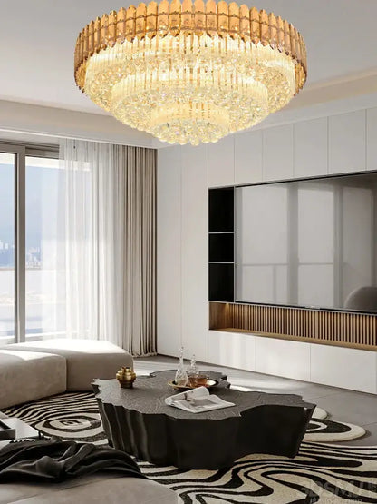 Modern luxury amber crystal ceiling lights for living room