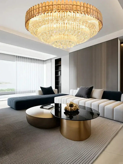 Modern luxury amber crystal ceiling lights for living room