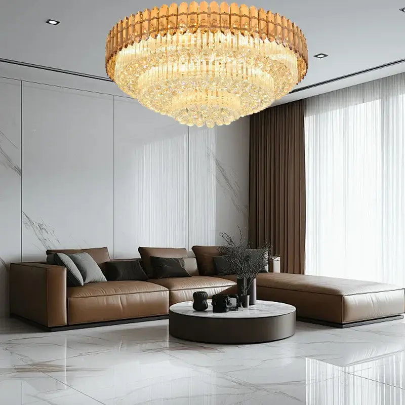 Modern luxury amber crystal ceiling lights for living room