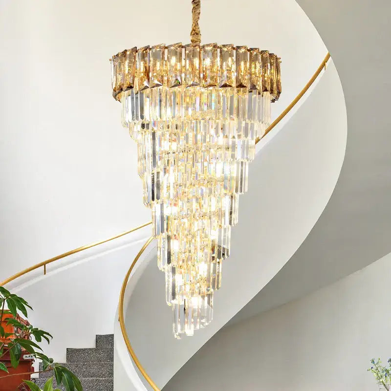 Luxury amber & clear crystal chandelier living room lighting