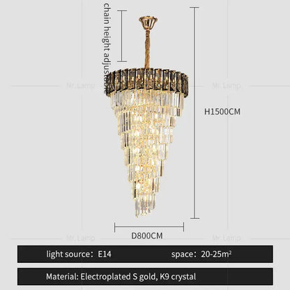 Luxury amber & clear crystal chandelier living room lighting