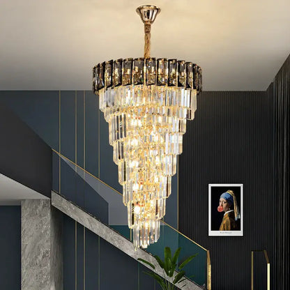 Luxury amber & clear crystal chandelier living room lighting