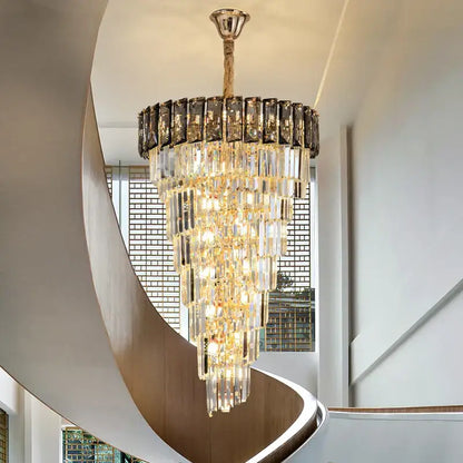 Luxury amber & clear crystal chandelier living room lighting