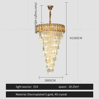Luxury amber & clear crystal chandelier living room lighting