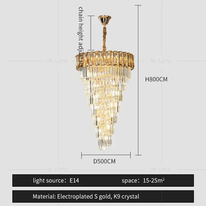 Luxury amber & clear crystal chandelier living room lighting