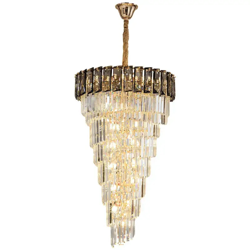 Luxury amber & clear crystal chandelier living room lighting