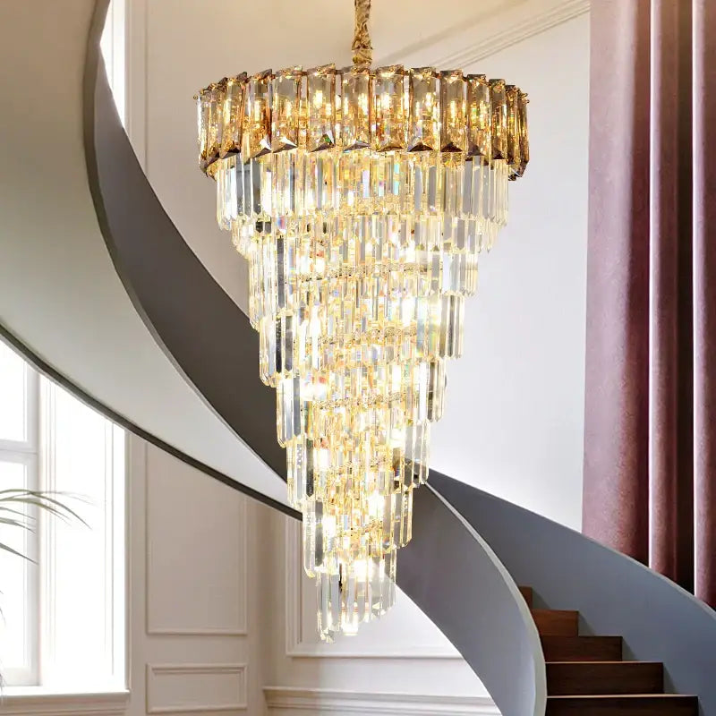 Luxury amber & clear crystal chandelier living room lighting
