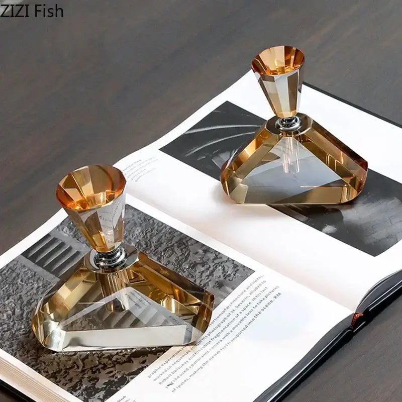 Elegant faceted amber crystal perfume bottle bedroom decor