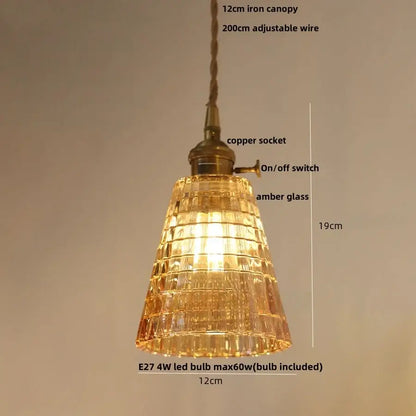 Vintage amber flower glass led pendant light dining room set