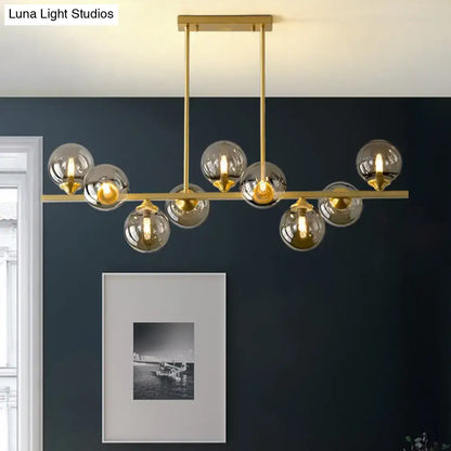 Modern gold amber glass bubbles chandelier dining room hanging light