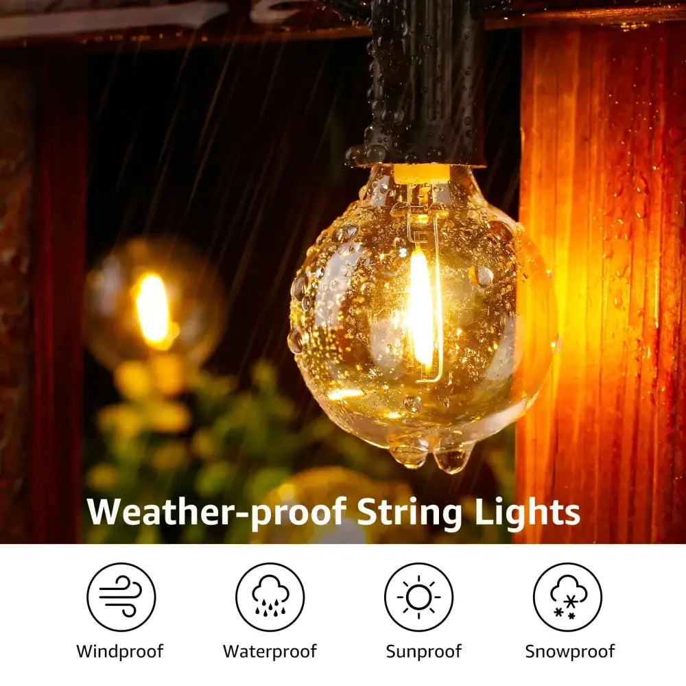 Vintage amber glass bulb string lights patio wedding decor