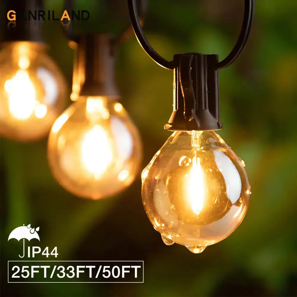 Vintage amber glass bulb string lights patio wedding decor