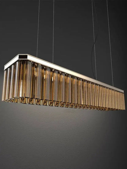 Modern bronze amber glass ceiling chandelier for dining room