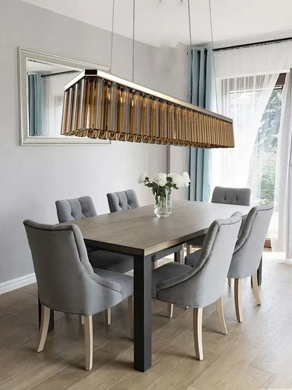 Modern bronze amber glass ceiling chandelier for dining room