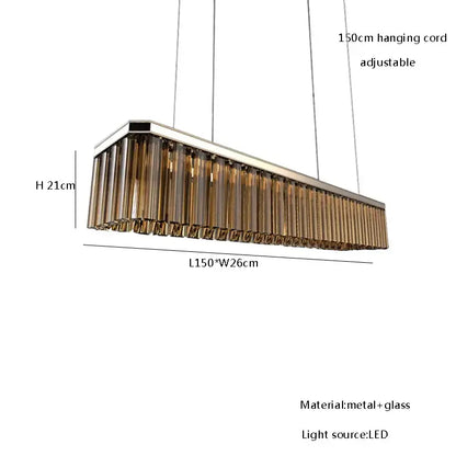 Modern bronze amber glass ceiling chandelier for dining room