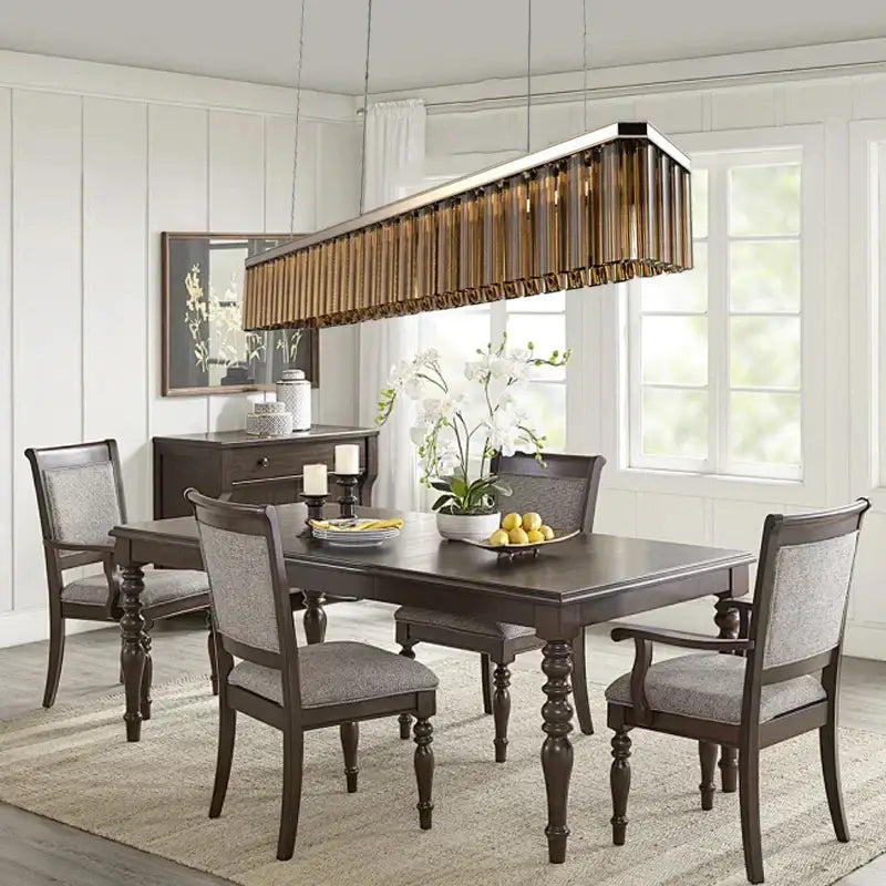 Modern bronze amber glass ceiling chandelier for dining room