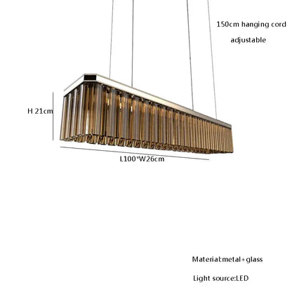 Modern bronze amber glass ceiling chandelier for dining room