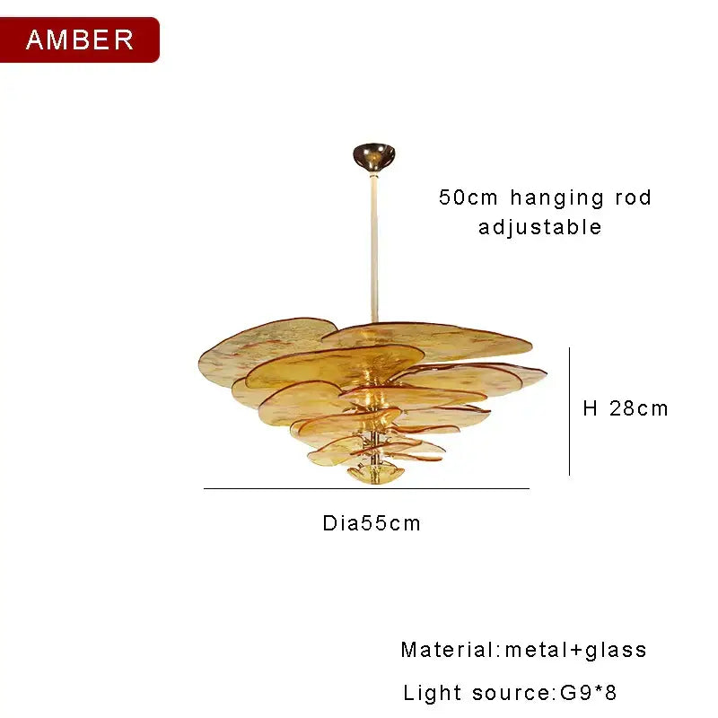 Modern green & gold glass ceiling chandelier for living room