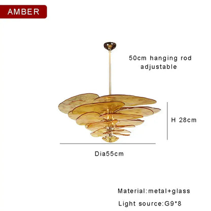 Modern green & gold glass ceiling chandelier for living room
