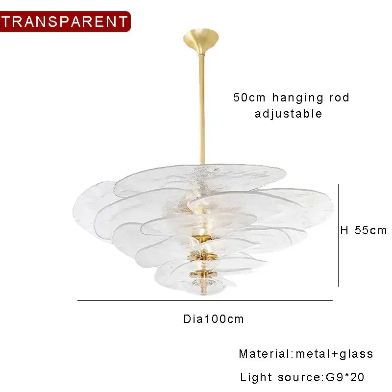 Modern green & gold glass ceiling chandelier for living room