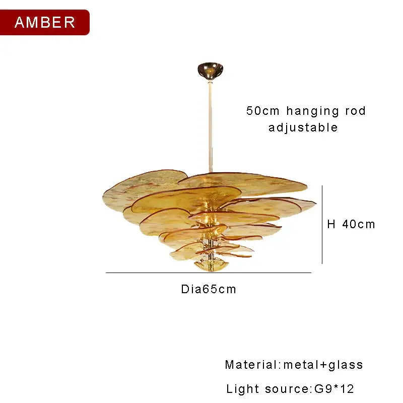 Modern green & gold glass ceiling chandelier for living room