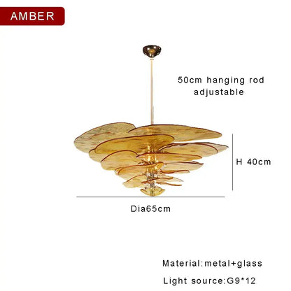 Modern green & gold glass ceiling chandelier for living room