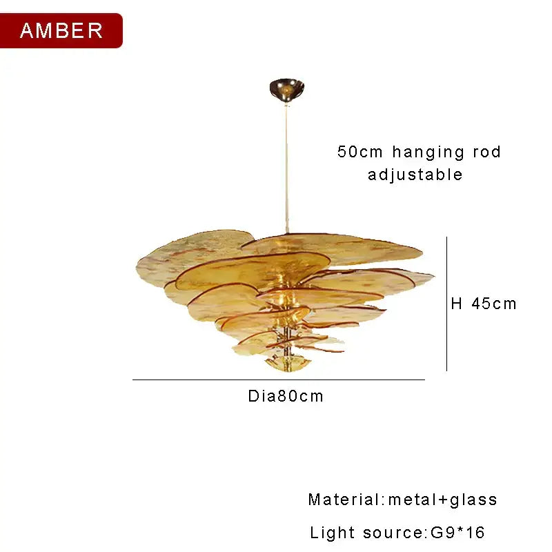 Modern green & gold glass ceiling chandelier for living room