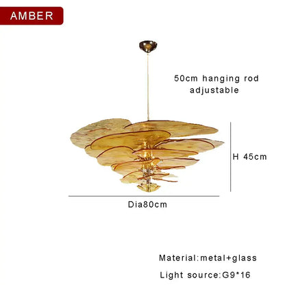 Modern green & gold glass ceiling chandelier for living room