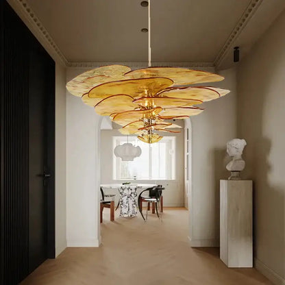 Modern green & gold glass ceiling chandelier for living room