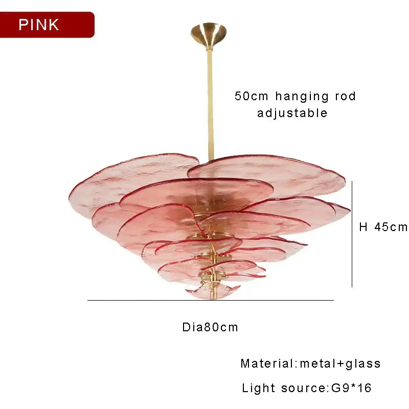 Modern green & gold glass ceiling chandelier for living room