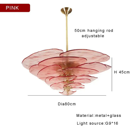 Modern green & gold glass ceiling chandelier for living room