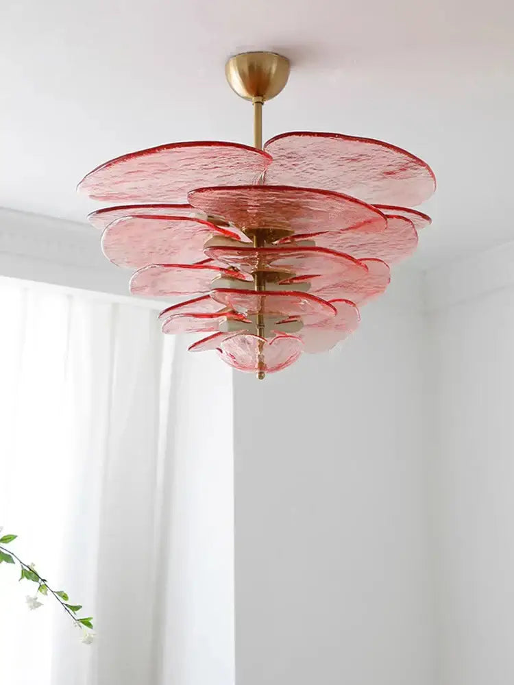 Modern green & gold glass ceiling chandelier for living room