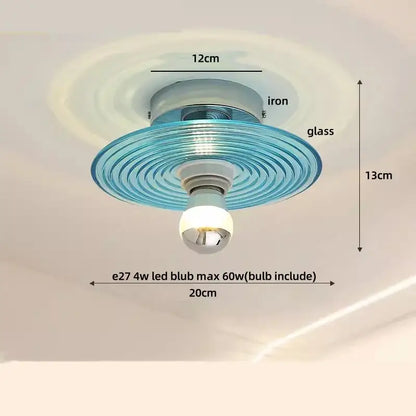 Modern amber glass petal ceiling lamp bedroom brass light