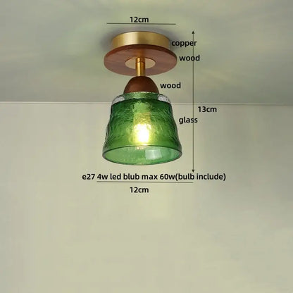 Modern amber glass petal ceiling lamp bedroom brass light