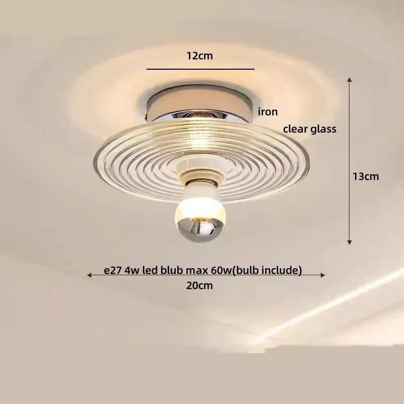 Modern amber glass petal ceiling lamp bedroom brass light