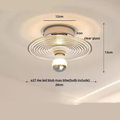 Modern amber glass petal ceiling lamp bedroom brass light